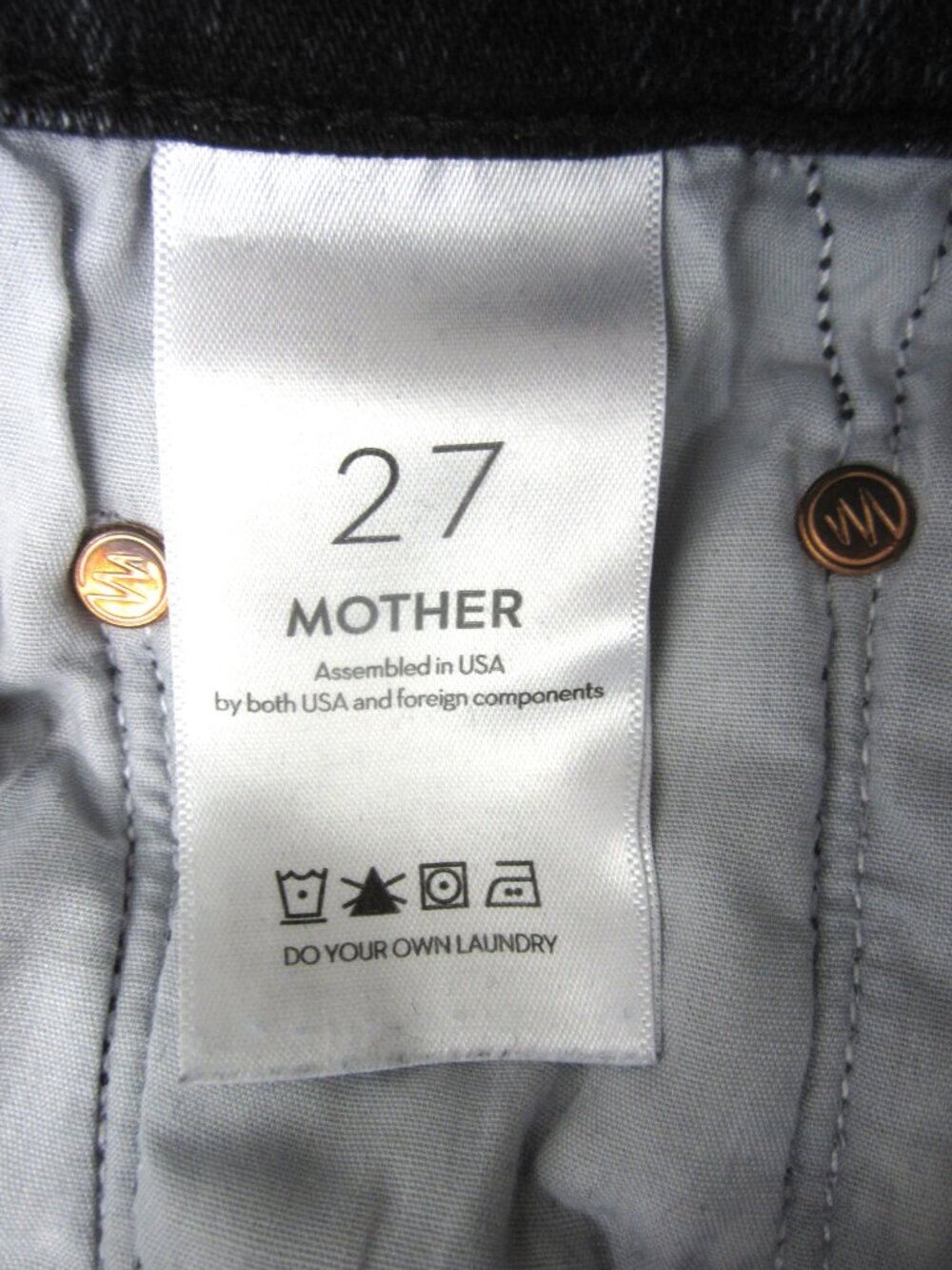 MOTHER 27 EUC The Insider Crop Step Fray Jeans Train Stops Gray Black Raw Hem - Picture 10 of 11
